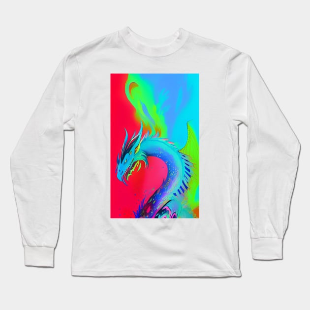 Popculture Popart Trippy Dragon Long Sleeve T-Shirt by ShopSunday